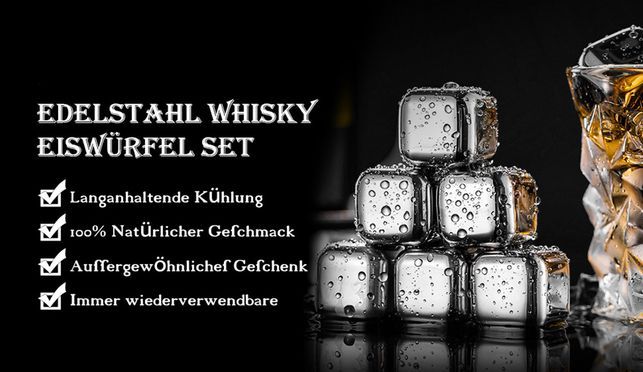 8Stk.Wiederverwendbare 304 Edelstahl Eiswürfel Whisky Eiswürfel Steine