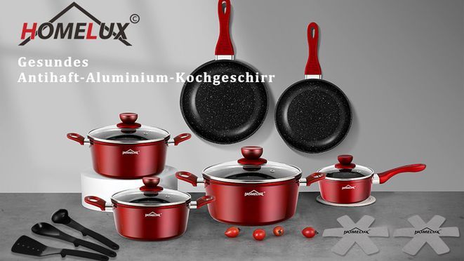 Topfset 15 Teilig Kochtopfset Pfannenset Töpfe Antihaft Marmor Beschichtung