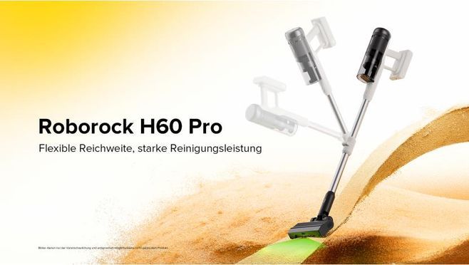 Roborock H60 Pro Kabelloser Stielstaubsauger, 170 AW Saugkraft, 80 Minuten Laufzeit, 90° biegbbares 