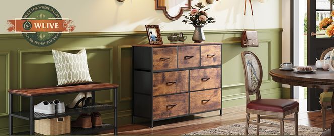 WLIVE–Ordnung mit Stil: Vintage Kommode mit 7 Schubladen