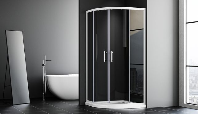 BOROMAL Duschkabine Schiebetür Weiß 5mm ESG Klarglas 90x90x185cm