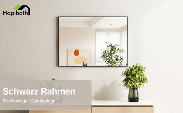 HOPIBATH Wandspiegel Schwarz mit Aluminiumrahmen Eckig