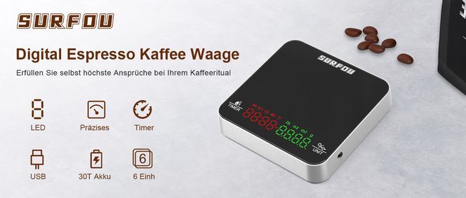Digitale Espresso Kaffeewaage mit Timer & LED Display