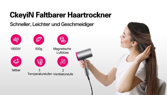 CkeyiN Faltbarer Haartrockner, Ihr Styling Helfer
