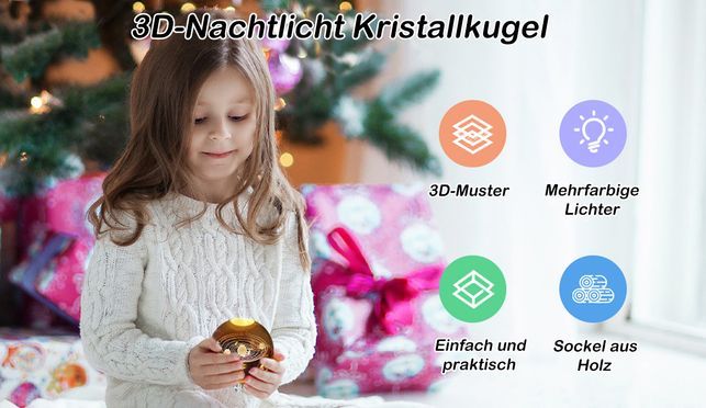 3D Nachtlicht Kristallkugel