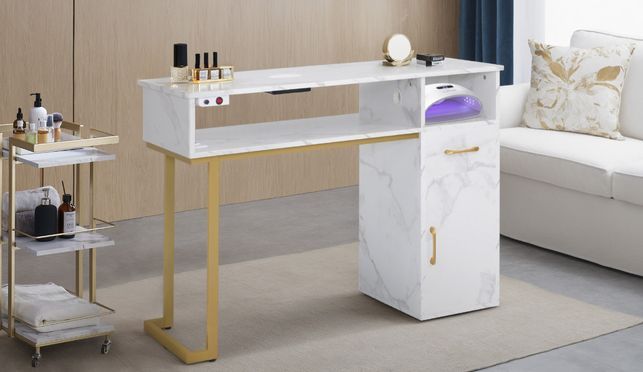 BarberPub Luxuriöser & moderner Manikürtisch mit Absaugung & Schublade