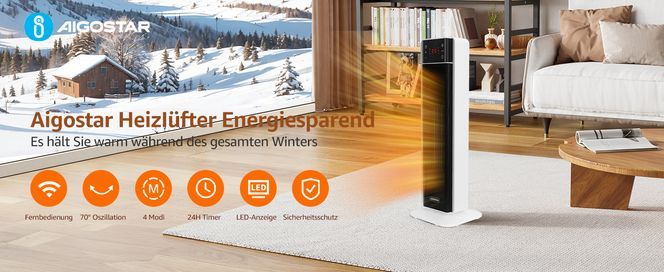 Aigostar Energiesparend Heizlüfter mit Thermostat Heizung