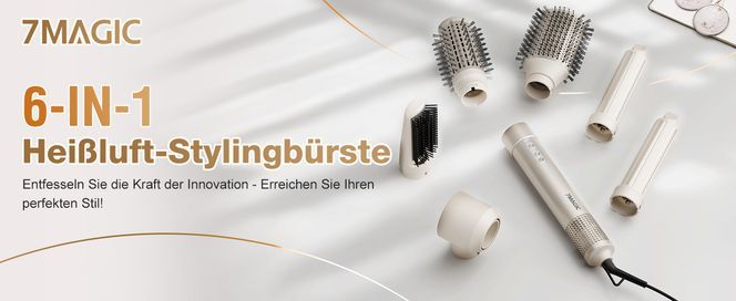 7MAGIC 6 in 1 Hochgeschwindigkeits Warmluftbürste: Hohe Qualität, schnelles Trocknen und Styling.