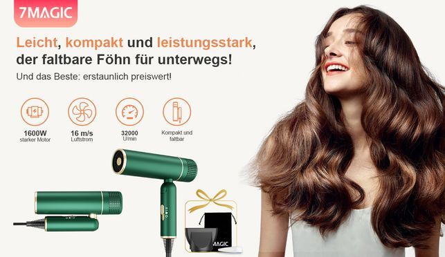 Faltbarer Haartrockner Kompakt, kraftvoll & bereit für jede Reise