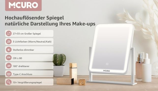 MCURO Moderner LED Schminkspiegel für perfektes Make up