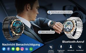 Bluetooth Anrufe und Nachrichtenvorschau Herren Smartwatch