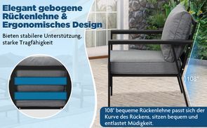 Gebogene Rückenlehne und ergonomisches Design