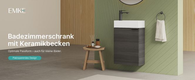 EMKE—Platzsparender Badezimmerschrank mit passgenauem Keramikbecken