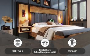 Polsterbett mit Leselampen & USB C Anschluss