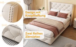 Polsterbett im modernen Design mit Ziernieten