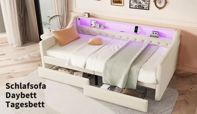Vielseitiges Polsterbett – Sofa und Bett in einem