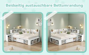Flexibles Daybett: Beidseitig austauschbare Bettumrandung