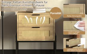Nachttisch aus MDF und Rattan Material