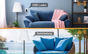 Solaraufladung & USB Aufladung