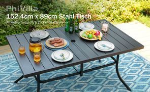 152.4cm x 89cm Stahl Tisch