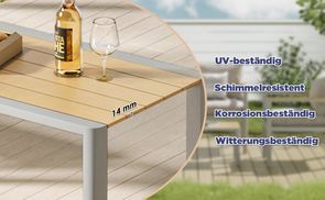 Stilvolle Teakoptik Tischplatte – stark & wetterfest