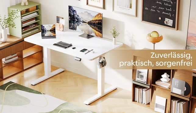 Ein zuverlässiger, praktischer und unkomplizierter höhenverstellbarer Schreibtisch
