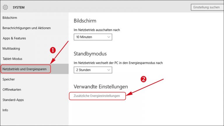 Laptop-Akku schonen unter Windows 10 Eneergieoptionen Standardeinstellungen wiederherstellen
