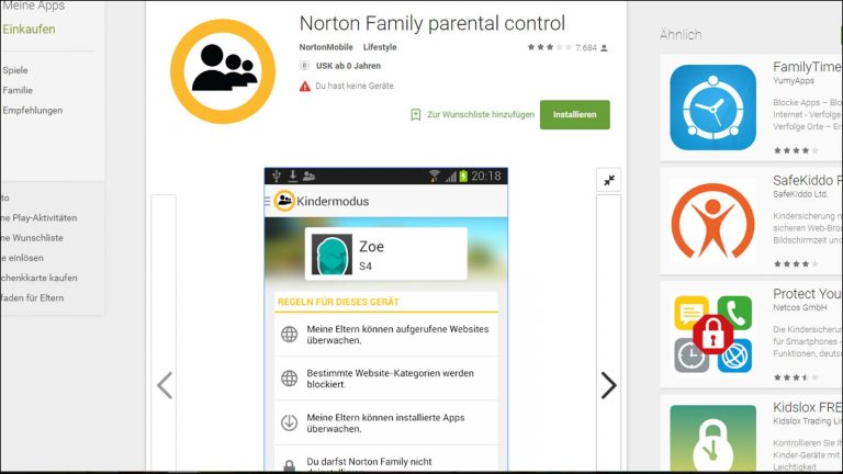 Mit der Sicherheitsapp NortonFamily wird das Andoird kindersicher. Sicherheitsapp Norton Family Andoird kindersicher