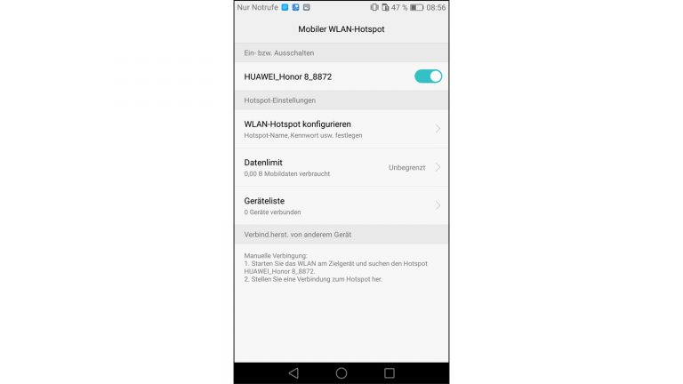 Hotspot umbenennen beim Android-Smartphone Android Persönlicher Hotspot einrichten