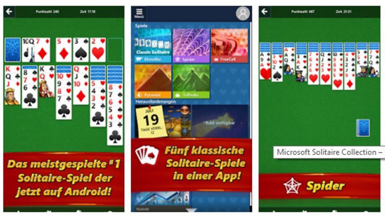 Microsoft Solitaire Collection für Android und iOS.
