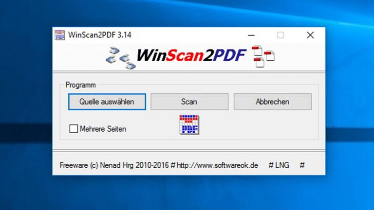 Leicht zu bedienen: die Scanner-Software "WinScan2PDF" Die kostenlose Scanner-Software "WinScan2PDF" für Windows 10.