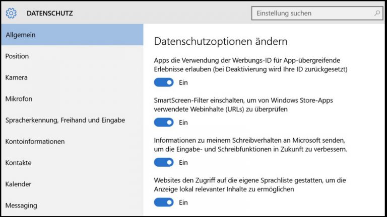 Datenschutz Windows 10 Datenschutz Windows 10