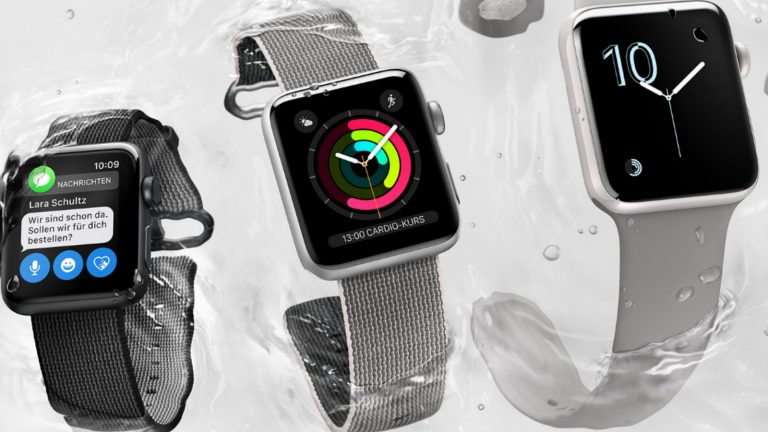 Drei Modelle der Apple Watch Series 2