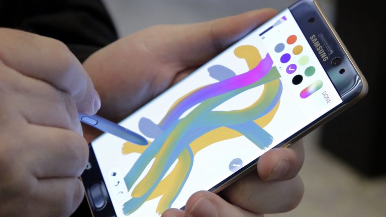Das Samsung Galaxy Note 7 bei einer Präsentation in New York.