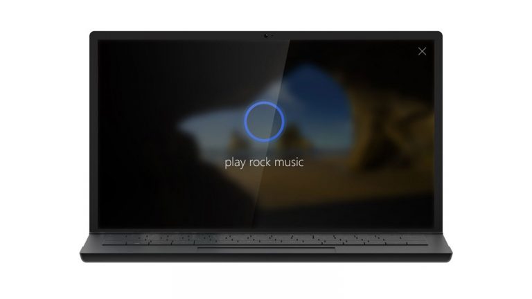 Notebook, auf dem Cortana aktiviert ist.