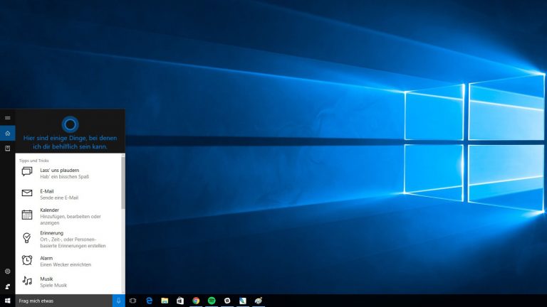 Der aktivierte Assistent Cortana ist bei vielen Dingen behilflich. Screenshot Cortana aktivieren über Windows-Startbildschirm