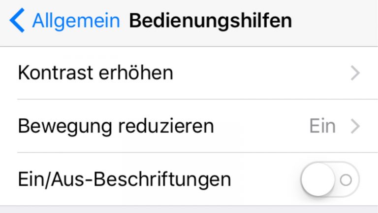 iPhone Bewegung reduzieren Screenshot Menü Bedienungshilfen