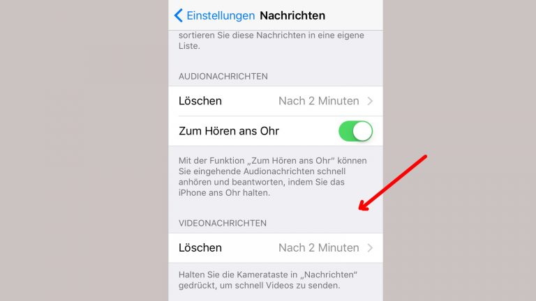 iPhone Nachrichte mit Videos löschen Screenshot Menü Nachrichten löschen