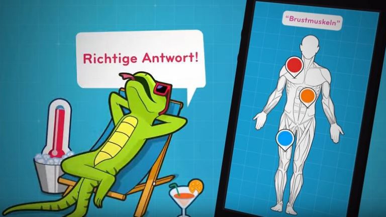 Quiz-Apps: 6 Android-Ratespiele, mit denen Sie Ihr Wissen testen können Eine Eidechse zeigt bei “94 Grad“ an, ob Sie mit ihrer Antwort richtig liegen.