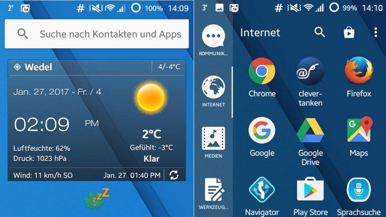Ein alternativer Launcher hilft, das Android-Smartphone schneller zu machen. Screenshot alternativer Launcher für schnelleres Android-Smartphone