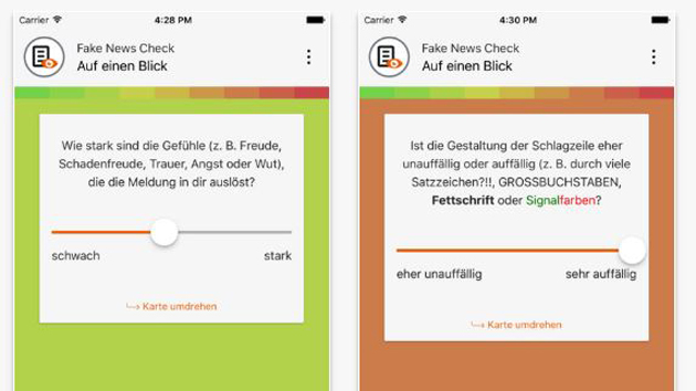 Ein Screenshot der App "Fake News Check"