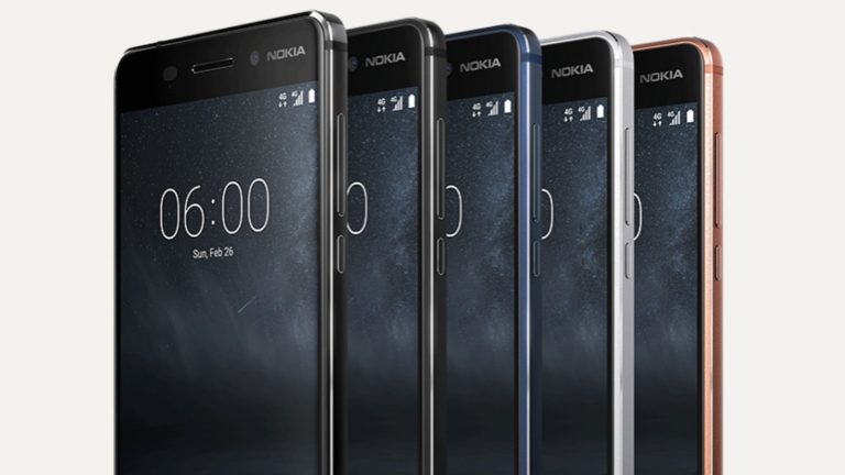 Nokia 6 in fünf verschiedenen Цвета(ов)
