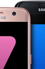 Samsung Galaxy S7 und Galaxy S7 edge in Pink und Schwarz.