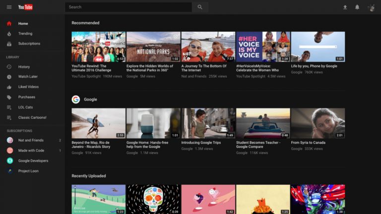 Nachtmodus im neuen YouTube