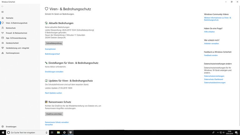 Virenschutz Windows 10 Windows Defender Windows Defender Benutzeroberfläche