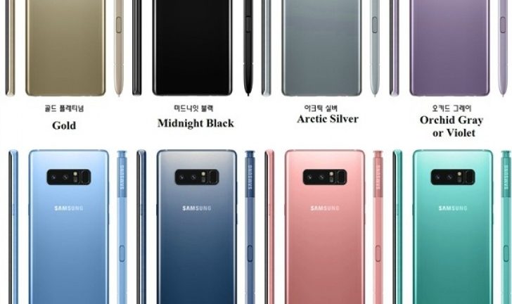 Samsung Galaxy Note8 kommt in diesen acht Цвета(ов) Das Samsung Galaxy Note8