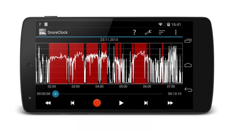 Schnarch-Apps SnoreClock Grafische Darstellung der Schnarchphasen bei “Snore Clock”