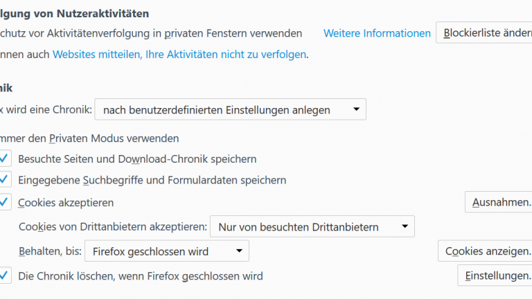 Anonym surfen im Web Firefox Firefox Daten löschen