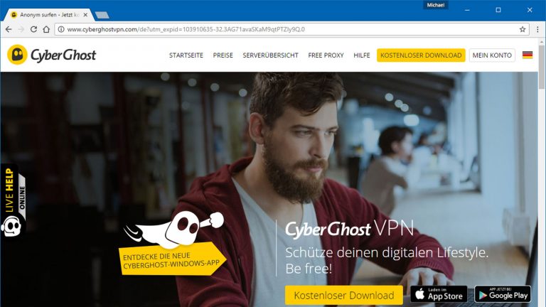 Anonym surfen im Web VPN CyberGhost VPN