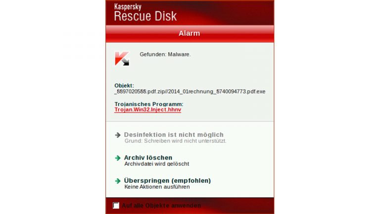 Antivirus Programme Alarm Alarm ein Virus wurde über das Programm gefunden